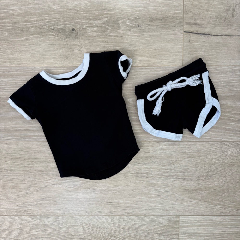 Olive + Scout Black Short Sleeve & Shorts Set